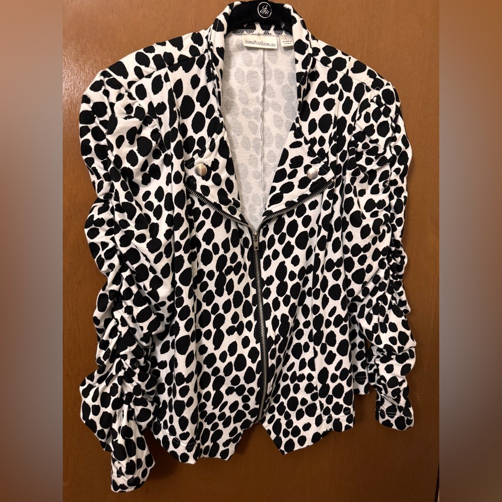 JohnPaulRichard Black and White Moto Jacket